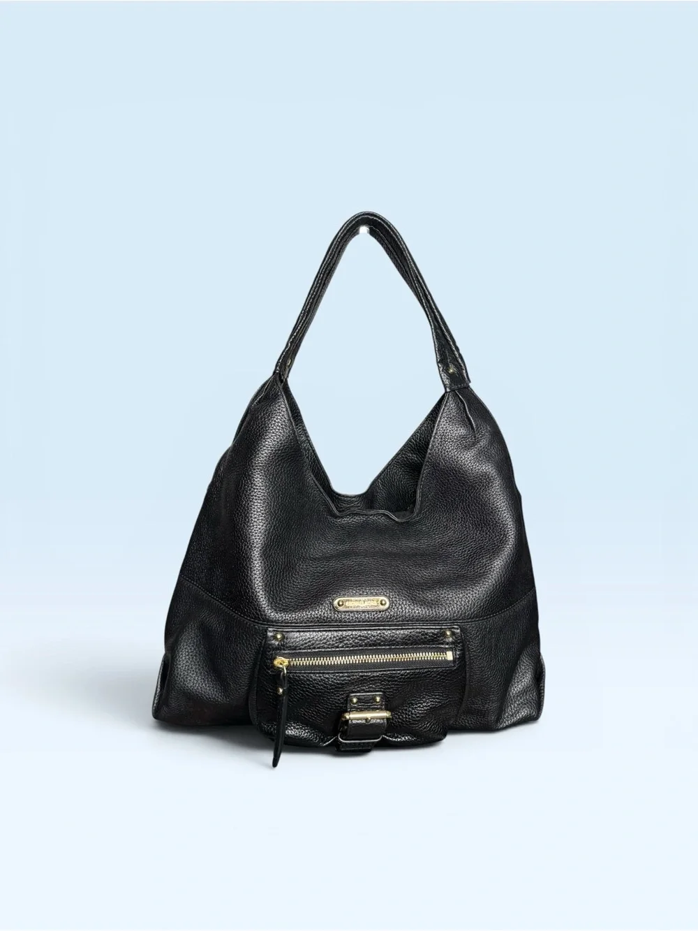 Michael Kors Fulton Black Pebble Leather Hobo Bag - Picture 1 of 10